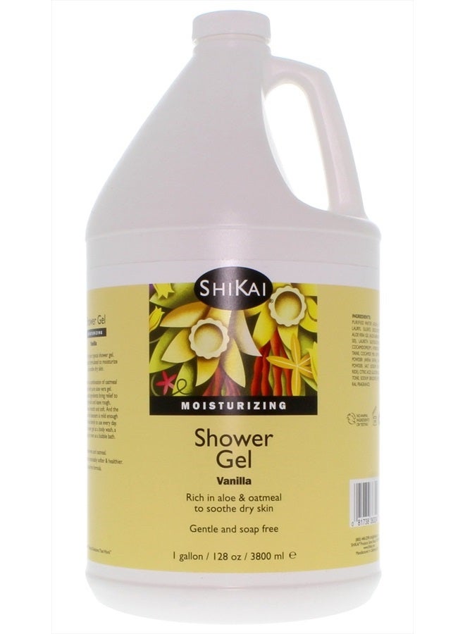 Daily Moisturizing Shower Gel (Vanilla, 1 gallon) | With Hydrating Aloe Vera & Oatmeal | Scented Body Wash for Dry Skin Relief