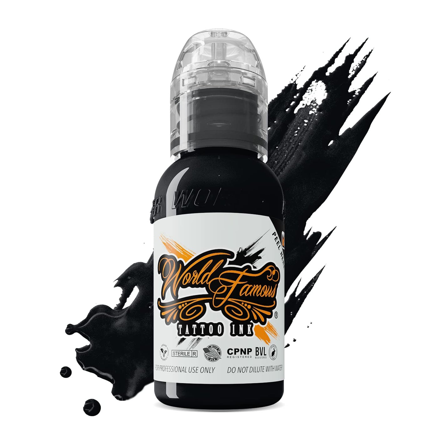 World Famous Blackout Black Tattoo Ink - Ultra-Thin, Long Lasting Black Ink for Lining, Shading & Permanent Makeup - Professional-Grade Tattoo Supplies - Vegan, Cruelty-Free (1 Oz)