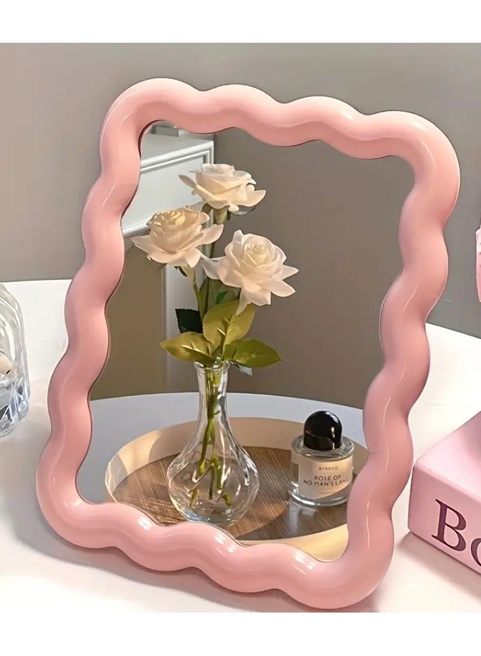 Cartoon Themed Makeup Mirror with Polished Finish - Portable, Non-Slip Dresser Mount Glass Mirror for Travel & Vanity Use, Plastic Frame, Unscented, No Electricity Required