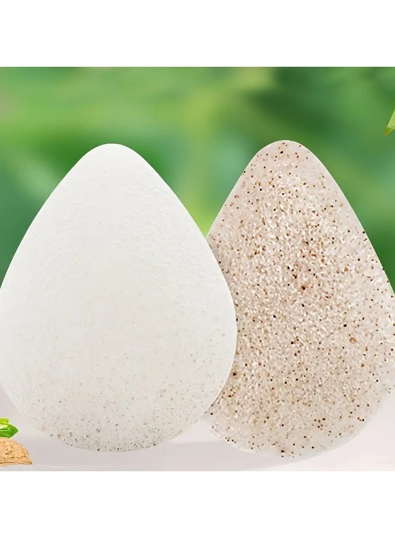 2pc Dual-Sided Natural Konjac Facial Sponge - Gentle Exfoliating Puff for Makeup Removal & Cleansing, Fragrance-Free, BPA-Free, Suitable for All Skin Types