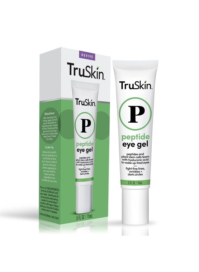 TruSkin Peptide Eye Gel – Support Collagen Production, Minimize Lines & Brighten the Eye Area – Dark Circles Under Eye Treatment for Women with Peptides, Plant Stem Cells & Hyaluronic Acid, 5 Fl Oz