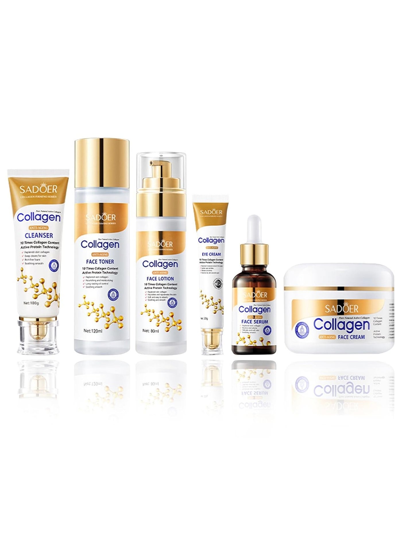 SADOER Collagen Anti-Wrinkle Essence Care Moisturizing Body Lotion Hydrating Toner Whitening Cream Facial Cleanser Anti Aging Eye Cream