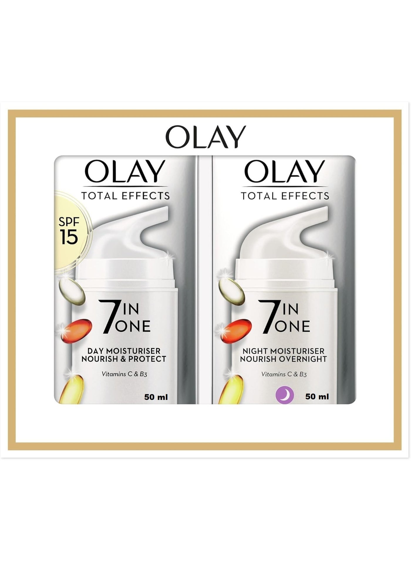 Face Moisturizer Total Effects 7 in One, Day Moisturiser Nourish 50 ml with Night Moisturiser Nourish 50 ml Pack of 2