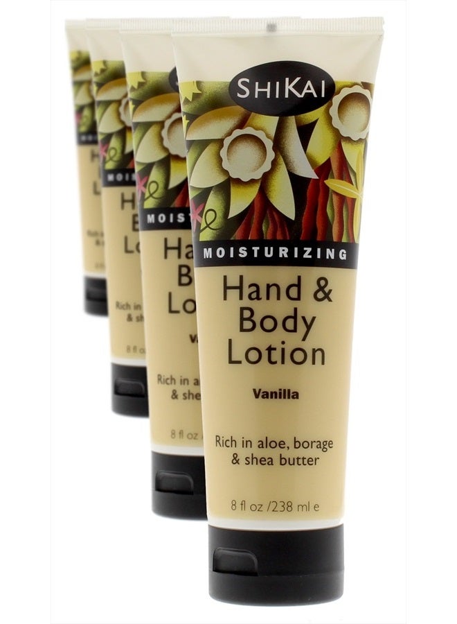 Vanilla Hand & Body Lotion (8oz, Pack of 4) | Daily Moisturizing Skincare for Dry and Cracked Hands | With Aloe Vera & Vitamin E