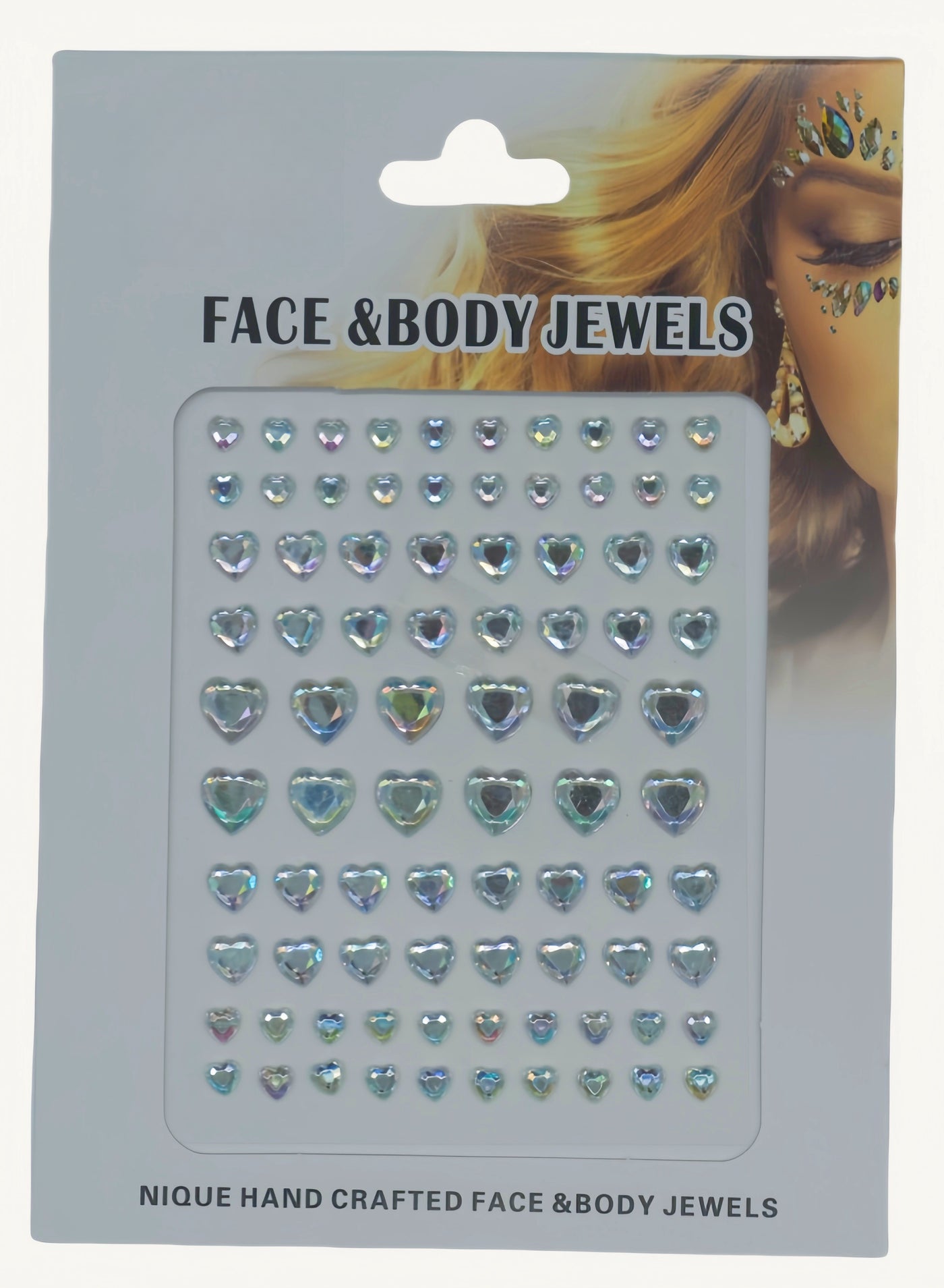 Transparent heart-shaped crystal diamond stickers, face decoration stickers, 3D three-dimensional stickers, children's DIY decorations, self-adhesive jewelry stickers, colored diamond stickers