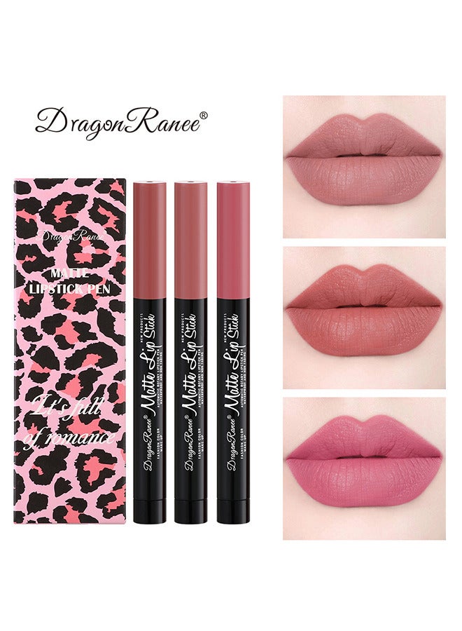 3 Pieces Nude Matte Lipstick Set,Matte Lipstick,Matte Lip Gloss,Velvet Lipstick Matte Lip Stain,Long Lasting Waterproof Lip Gloss Lipstick for Women Makeup