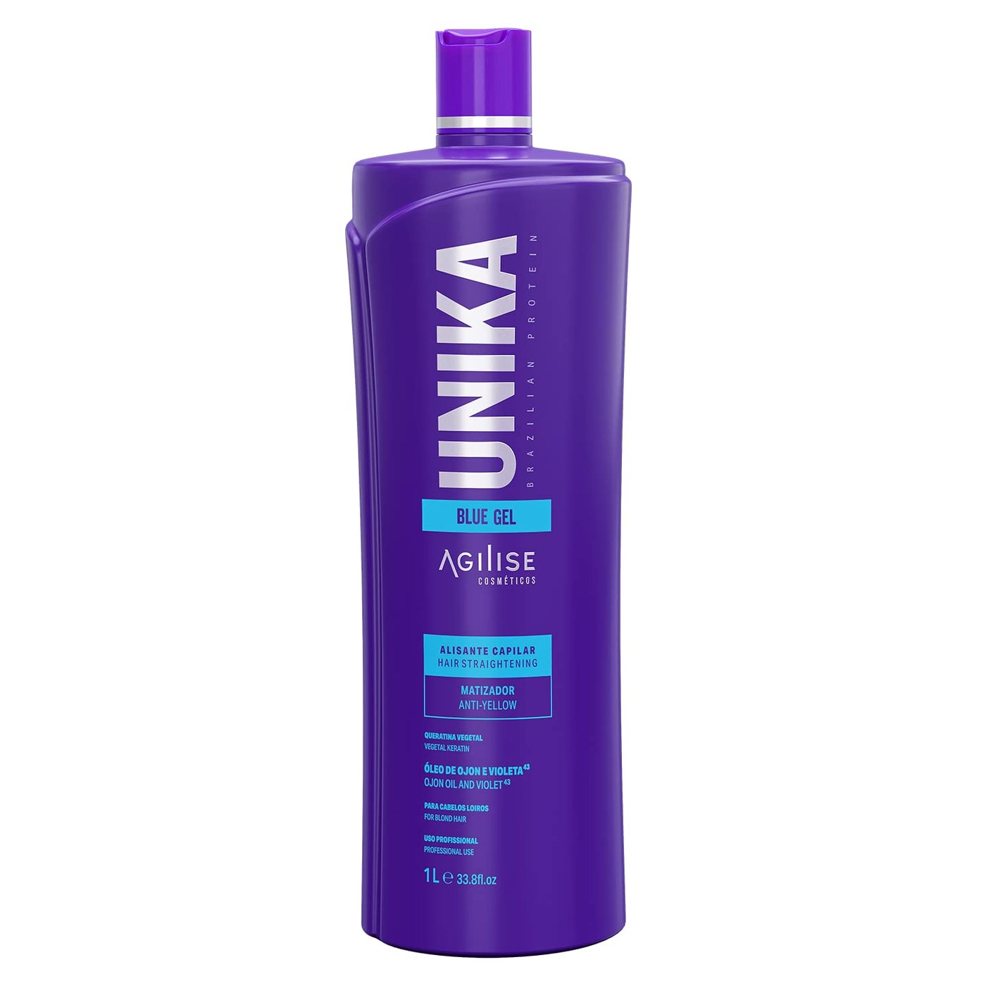 Agilise Unika Brazilian Keratin Hair Treatment Straightening for Blonde Hair â€“ Straightener Gel with Ojon Oil & Violet, No Yellow â€“ Keratina para alisar el pelo decolorado sin formol â€“ Blue