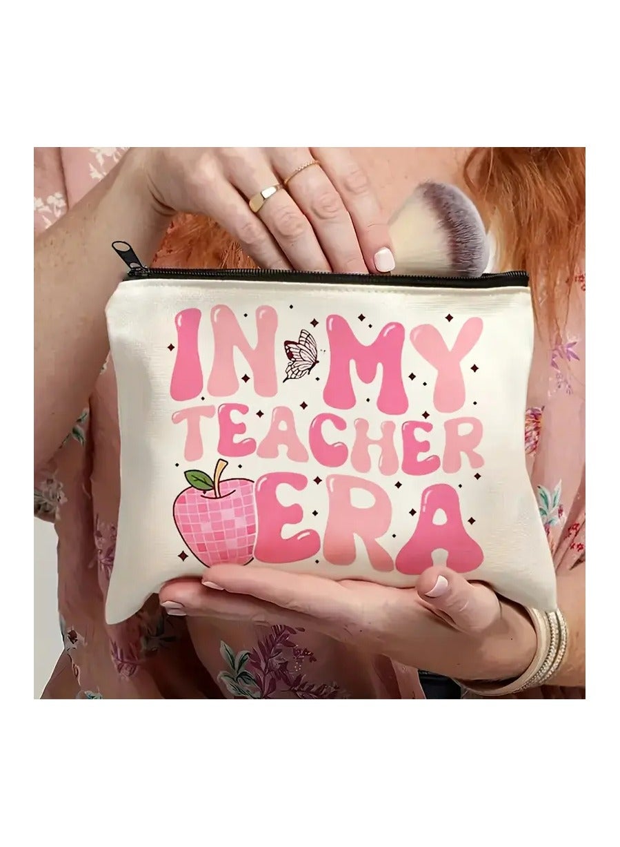 Teacher Appreciation Makeup Bag - Perfect Gift for Retirement, Birthday, Graduation & Teacher's Day - Durable Polyester, Non-Waterproof, Scent-Free Cosmetic Pouch