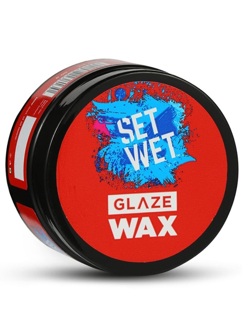 Set Wet Hair Wax For Men - Glaze Wax, 60g | Healthy Shine, Strong Hold, Restylable Anytime, Easy Wash off | No Paraben, No Sulphate