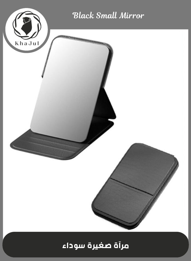 Pocket Mirror, Portable Folding Compact Makeup Mirror for Quick Touch-ups on the Go (Black)