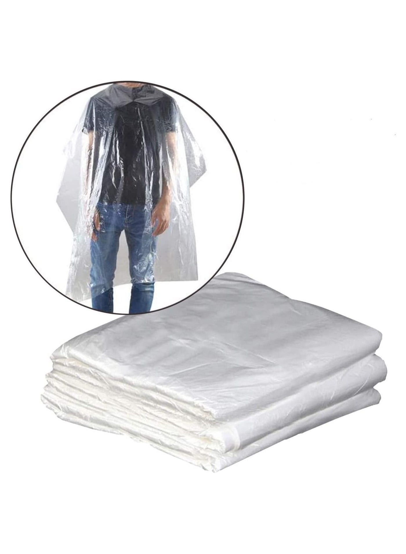 ORiTi 50 PCS Waterproof Disposable Hairdressing Aprons Transparent Hair Salon Capes for Hair Cutting and Barber Use