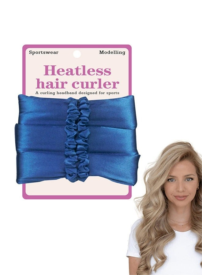 Satin No Heat Curling Headband, Foam Sponge Curling Headband, Sleep Headband to Get Natural Waves (Dark Blue)