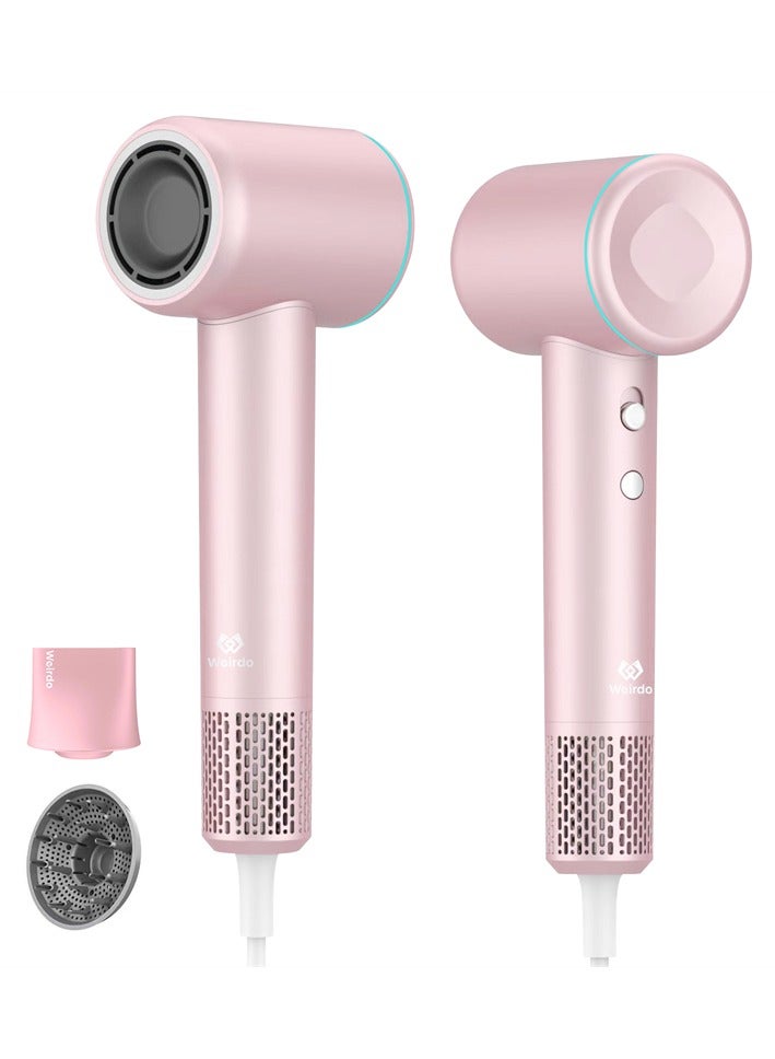 Weirdo Hair Dryer - Fast Hair Drying in 1 Minutes - 110,000 RPM High-Speed Motor - Tri-Color LED Ring, Clear Temperature Indication - Powerful Air Flow 22m/s - 8 Wind Modes - Portable Hair Dryer