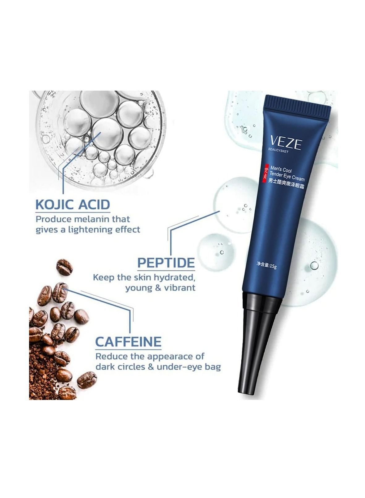 An eye gel that removes eye puffiness wrinkles and dark circles