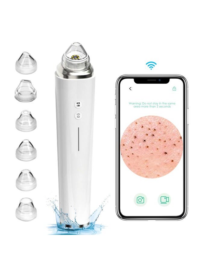 Blackhead Remover Pore Vacuum, 【[FDA Certification] 】 WiFi Visible Facial Pore Cleanser with HD Camera Pimple Acne Comedone Extractor Kit with 6 Suction Heads Electric Blackhead Suction Tool