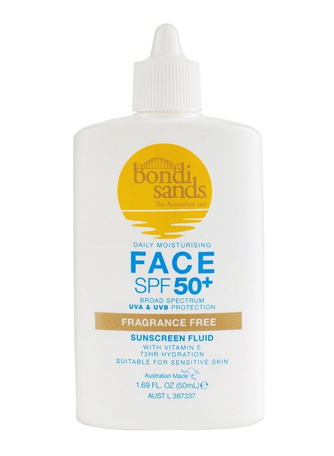 SPF 50+ Fragrance Free Face Fluid 50ml | Ultra-Light Broad Spectrum Daily Facial Sunscreen | Non-Comedogenic UVA UVB Protection for Oily & Sensitive Skin | Reef-Safe Oil-Free Lightweight Face SPF