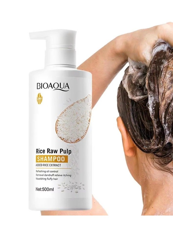 Bioaqua Rice Raw Pulp Removal Dandruff Shampoo 500ml