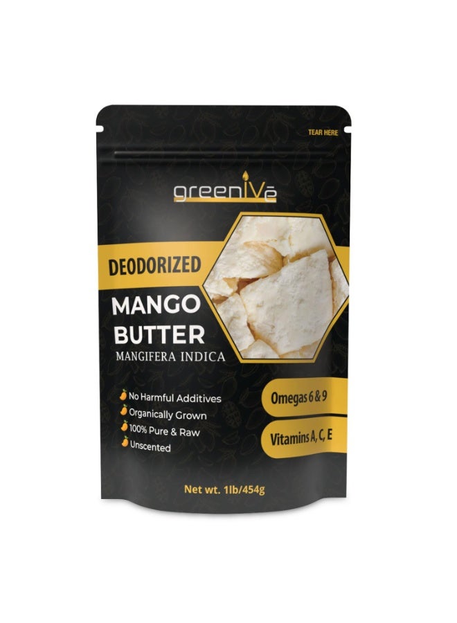 GreenIVe Deodorized Mango Butter Chuncks 100% Pure Raw Unrefined Natural Creamy Skin Hair Moisturizer Hydrating Body Butter Lotion Lip Balm Soap Making DIY Cosmetics Whipped Creams Food Grade 16oz