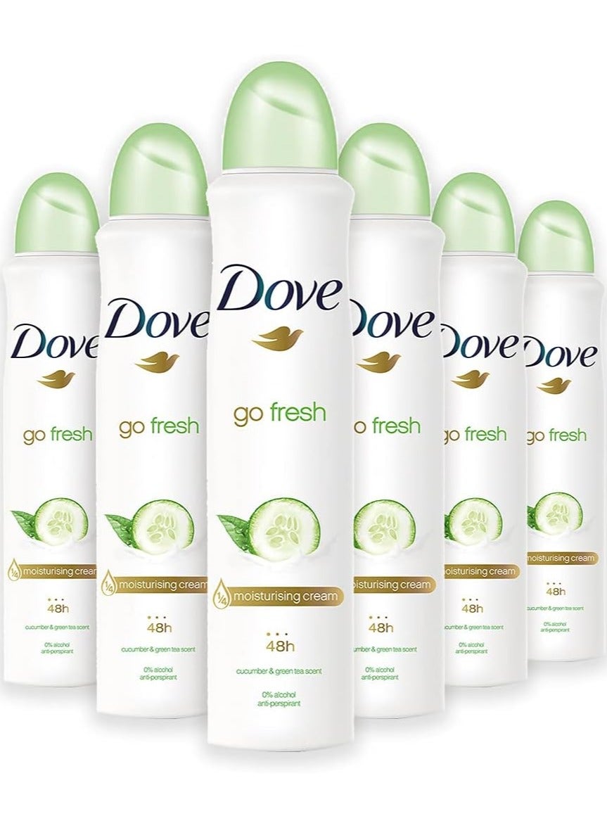 Go Fresh, Deodorant Spray Cucumber and Green Tea 6 x 250ml