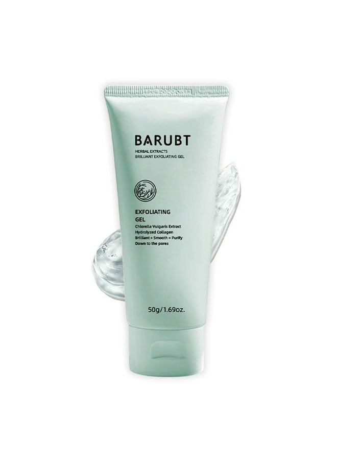 Herbal exfoliating gel,Chlorella Vulgaris Extract,Hydrolyzed Collagen,Brilliant + Smooth + Purify, Down to the Pores,Cleansing Face and Body Exfoliating Scrub Gel 50g