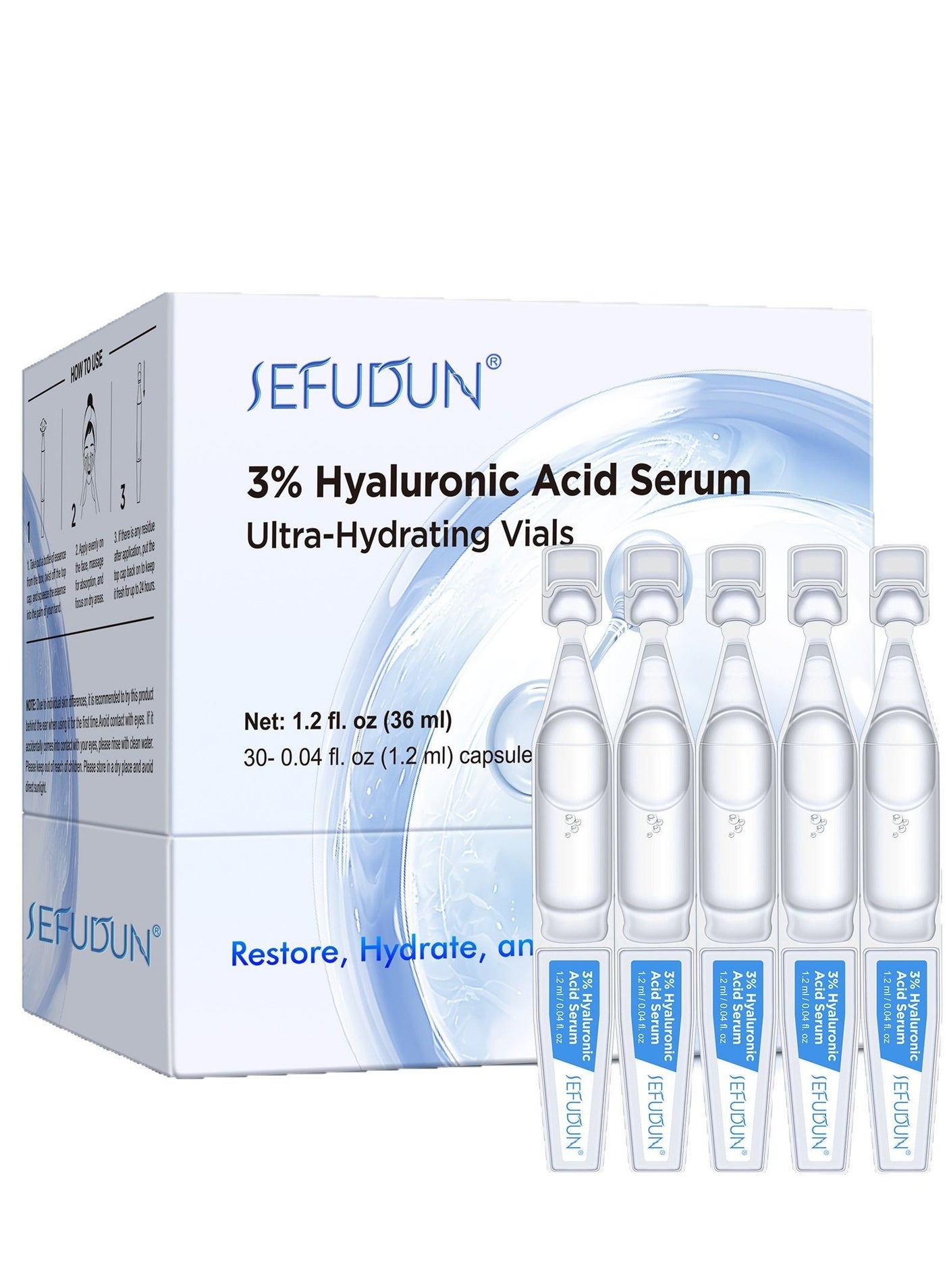 SEFUDUN Hyaluronic Acid Serum Facial Moisturizing Solution (30 bottles of 36 ml)