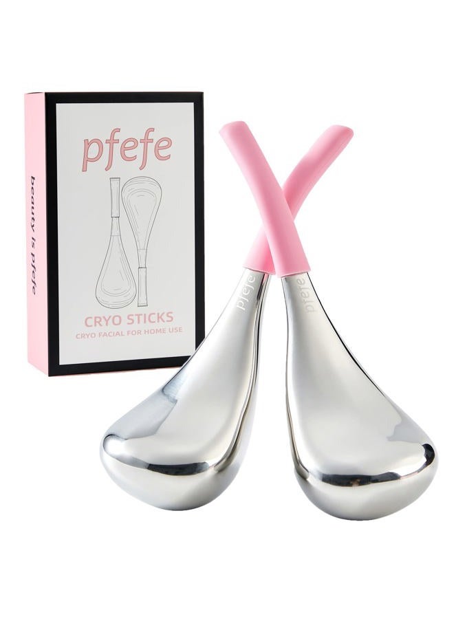 Pfefe Cryo Sticks Facial Skin Care Ice Globes for Women Face Eyes, Stainless Steel Face Beauty Tools for Girls Ladies, Esthetician Supplies Cooling Spa Globes with Storage Case
