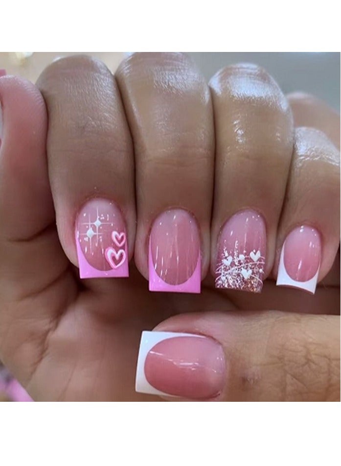 24 Piece Press On Nail,Fashionable And Elegant,Manicure Wearable Fake Nail Stickers Removable Finished Nail Accessories,Fake Acrylic Nails With Kit.