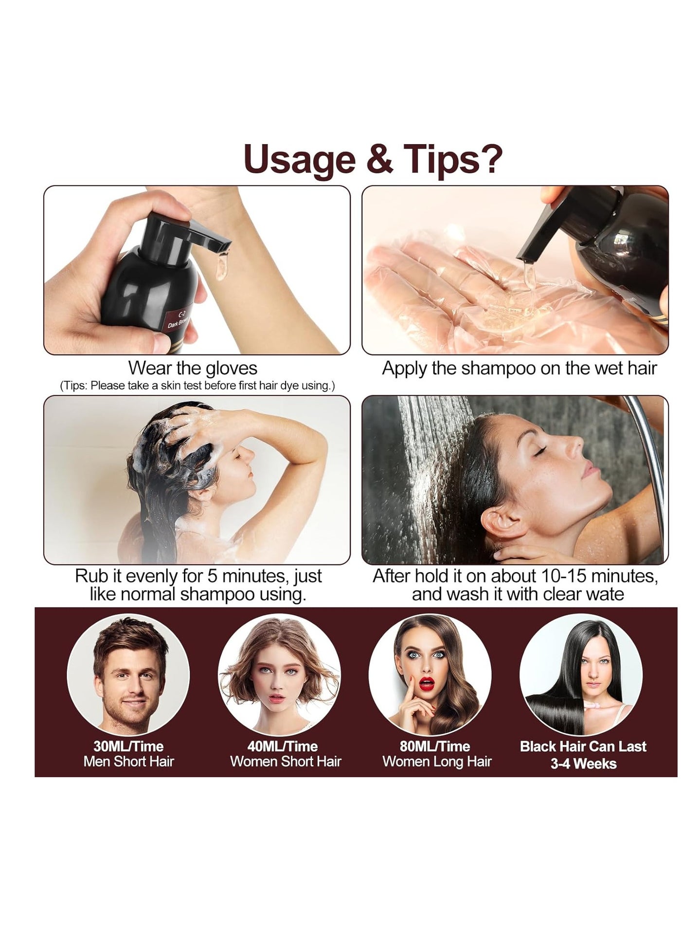 BLOSDREAM Hair Dye Shampoo 3 in 1 Instant