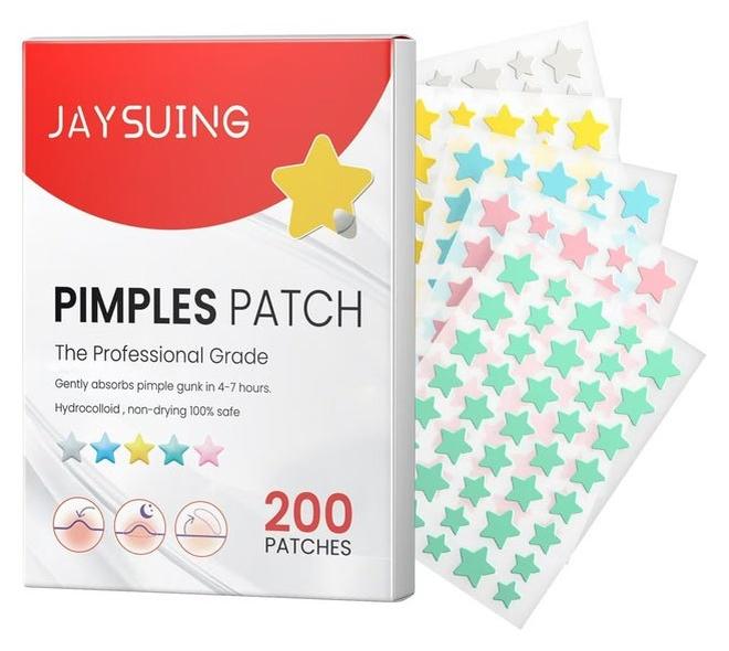200 Pcs Pimple Patches, Hydrocolloid Acne Patches for Face, Colorful Star Pimple Spot Sticker with Hyaluronic Acid, Tea Tree Oil & Centella Oil for Covering Zits and Blemishes