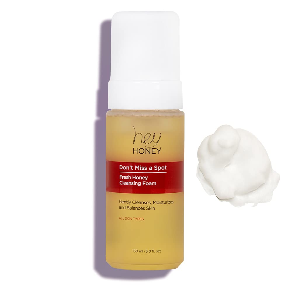 Hey Honey Don't Miss A Spot Fresh Honey Facial Cleansing Foam | Gently Remove Skin Oil and Other Pollutants From your Sensitive Skin | Clean and Cruelty-Free | 5 oz
