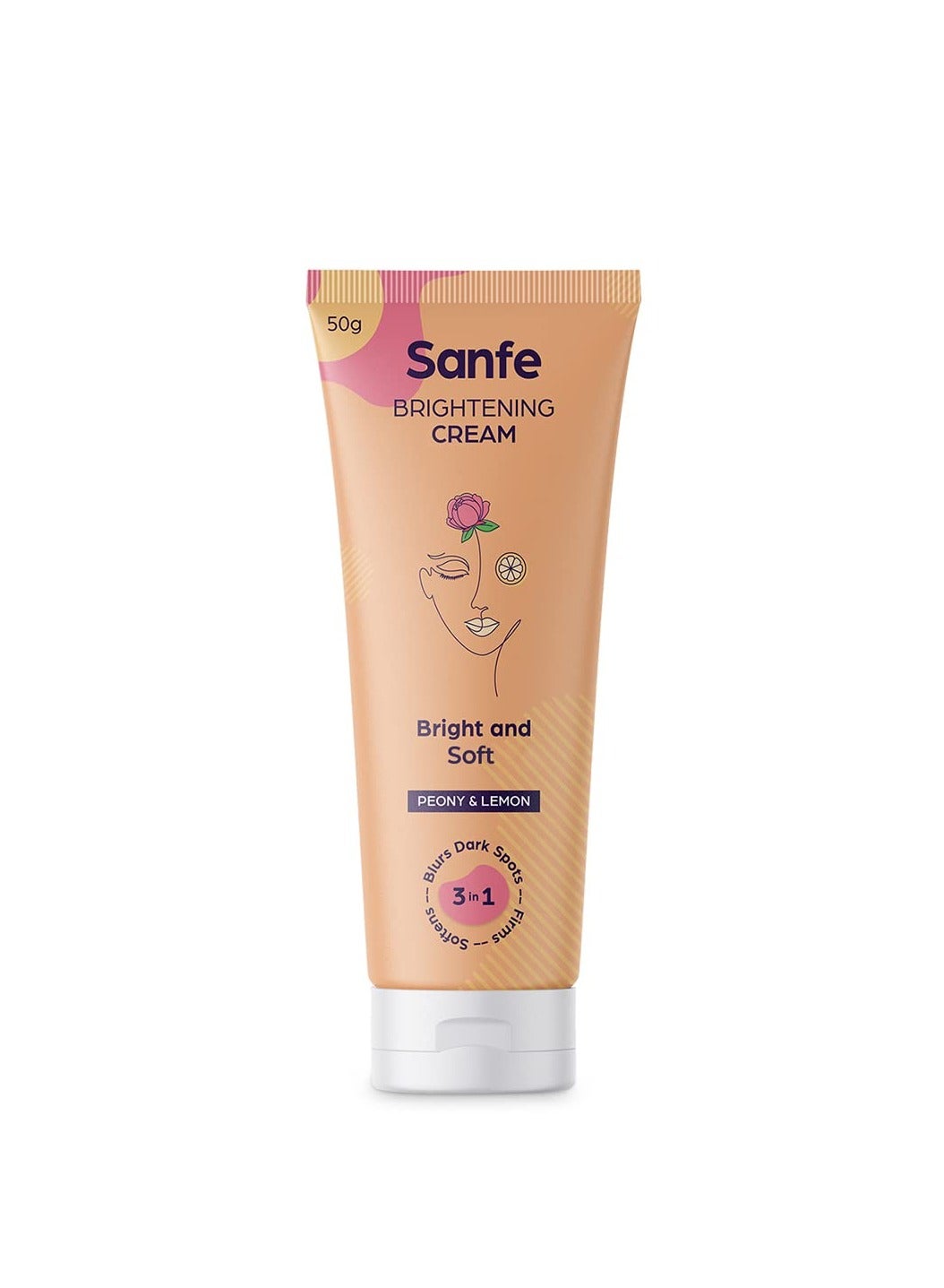 Sanfe Brightening Cream 50g - for uneven, dark and patchy - Natural Peony, Licorice and Lemon extracts with Vitamin E 50 gm