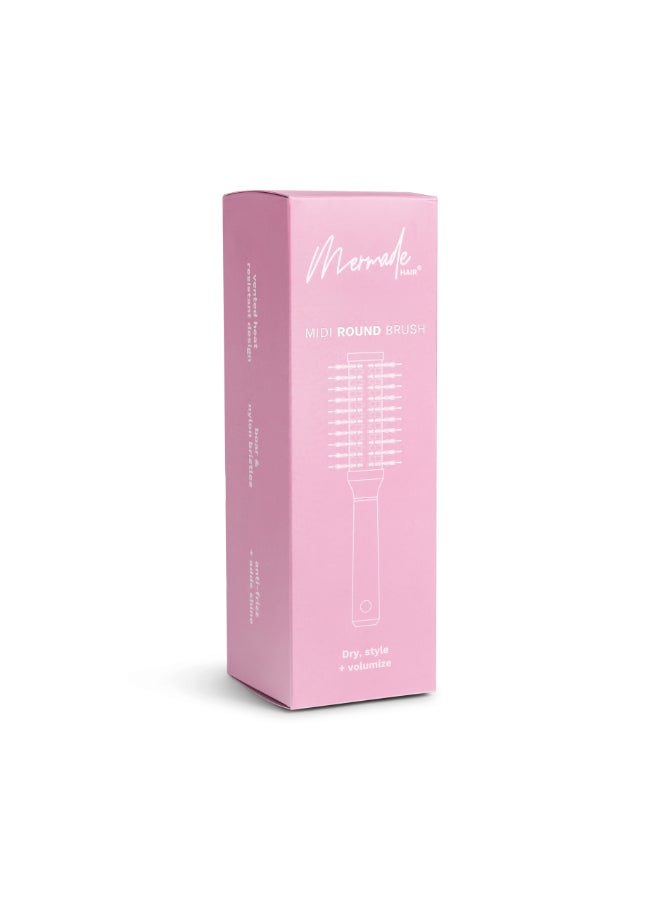 Midi Round Brush for Blowouts & Styling - Vented Design for Faster Drying, Hybrid Boar & Nylon Bristles Reduce Frizz & Add Shine (165g) - image 3