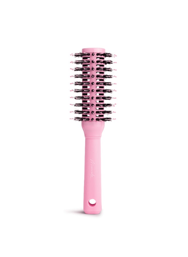 Midi Round Brush for Blowouts & Styling - Vented Design for Faster Drying, Hybrid Boar & Nylon Bristles Reduce Frizz & Add Shine (165g)