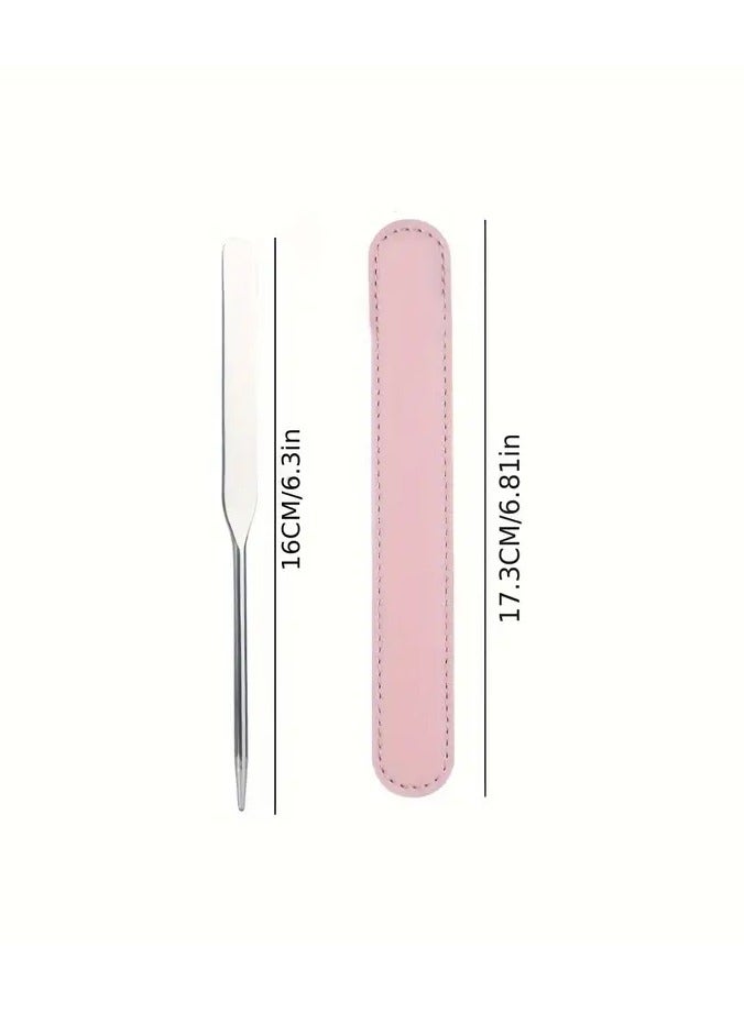 Foundation Spatula Stainless Steel Makeup Spatula Picaso Makeup Spatula Korean Makeup Spatula with Leather Case
