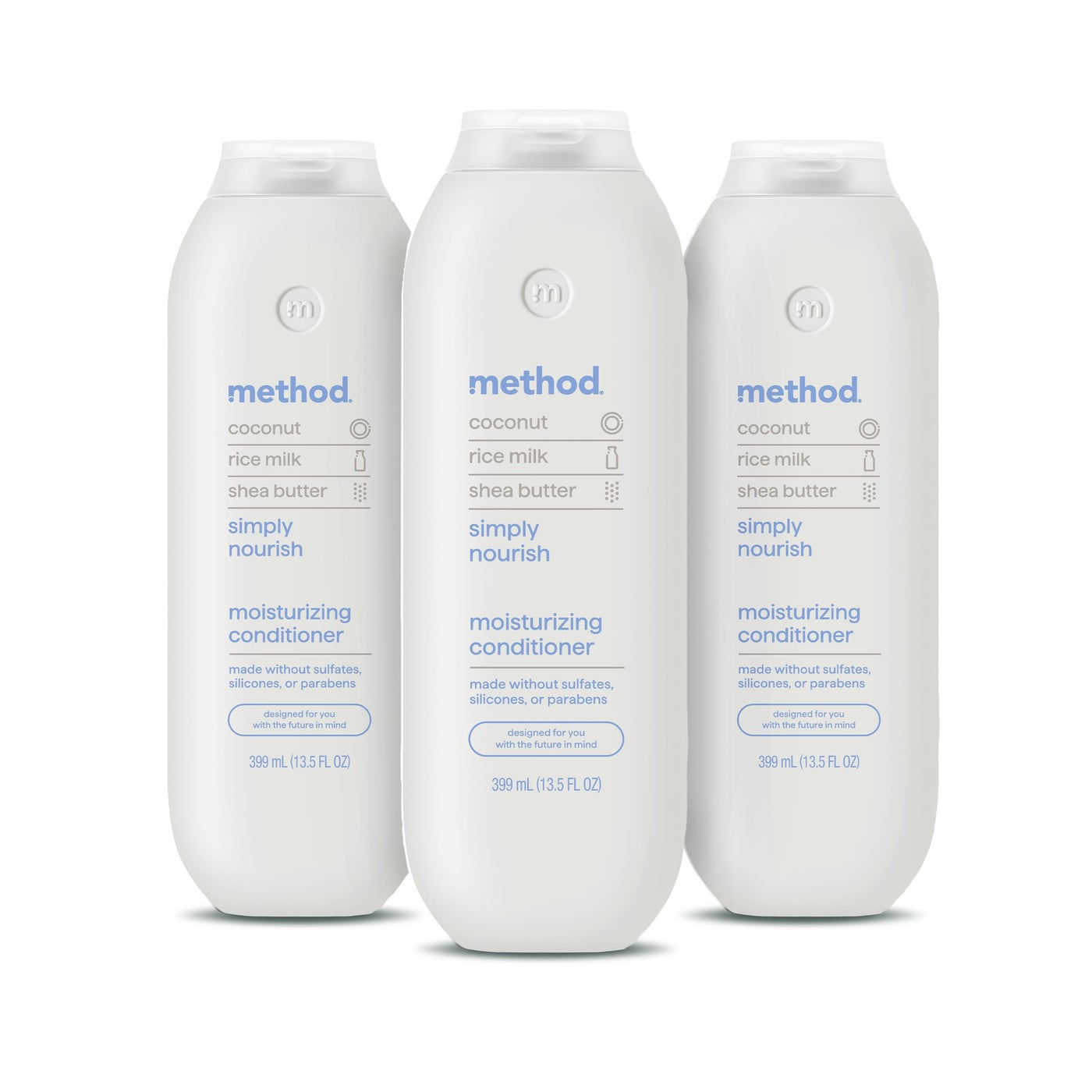 Method Moisturizing Conditioner, Simply Nourish with Shea Butter, Coconut, and Rice Milk Scent Notes, Paraben and Sulfate Free, 13.5 oz (Pack of 3)