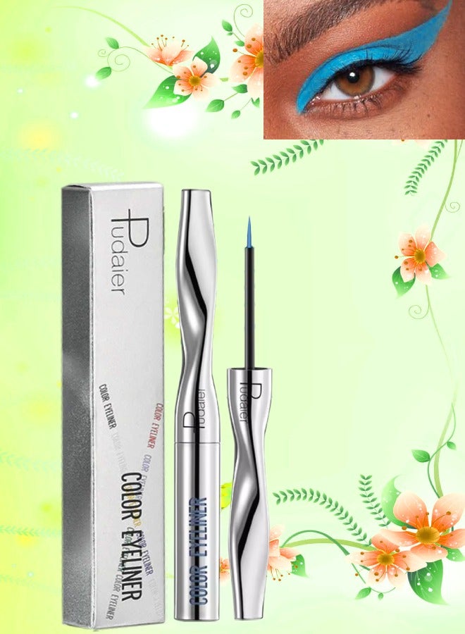 Color Eyeliner Liquid Eyeliner Pen Quick Drying Easy to Color Glitter and Matte Precision Fine Tip Eye Liner Makeup No Flaking No Smudging Waterproof and Long Lasting Eyeliner Pencil Celestial Blue 21