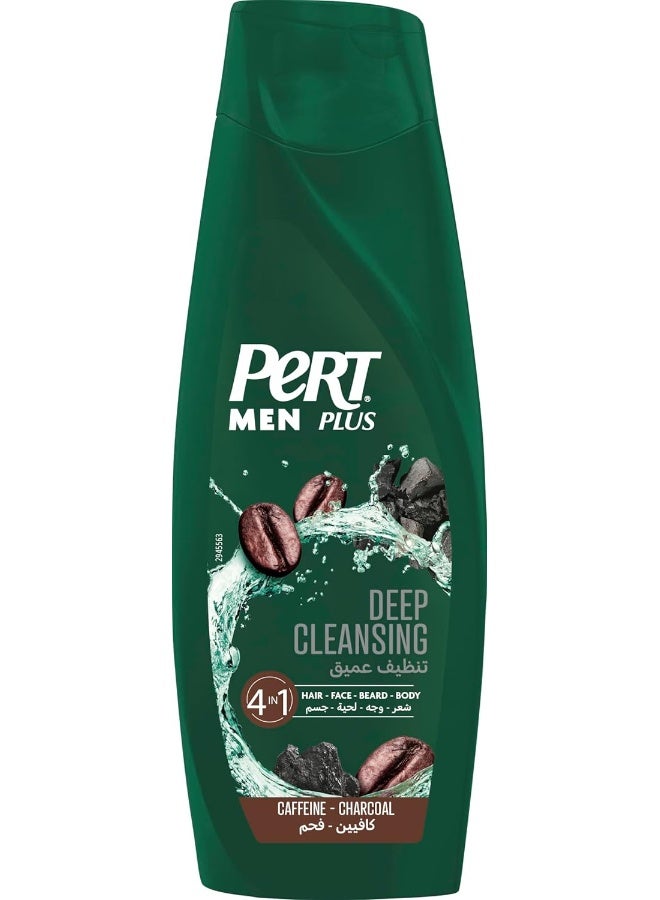 Pert Plus Men, Deep Clean Shampoo with Caffeine & Charcoal, 4in1 for Hair, Face, Beard and Body, 360ml