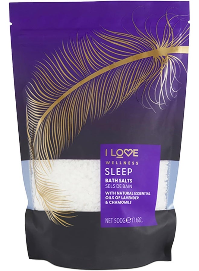 I Love Wellness Bath Salts Sleep | 500g | Lavender & Chamomile Infused Bath Soak | Vegan, Relaxing Aromatherapy for Better Sleep