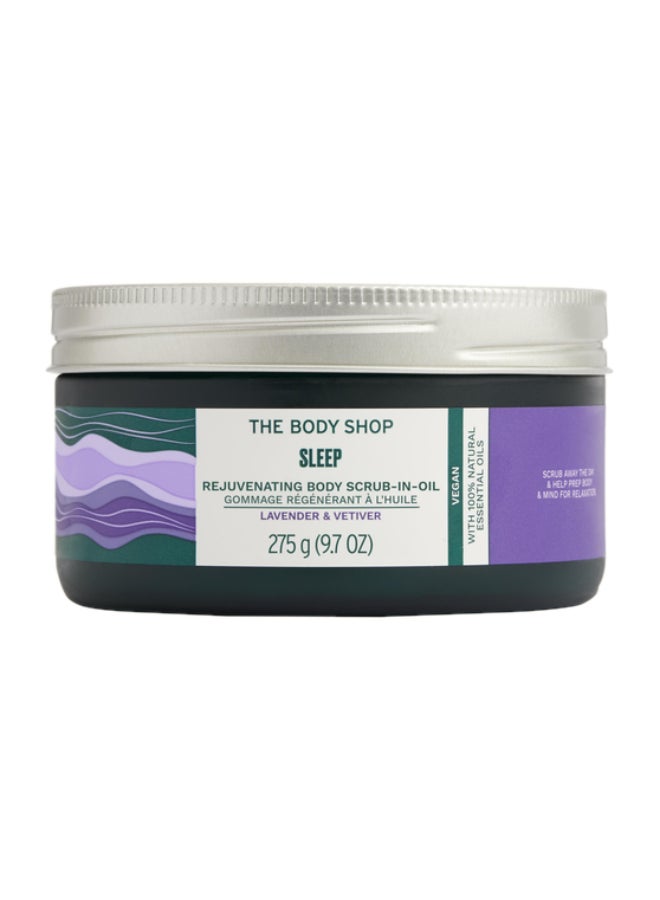 Sleep Rejuvenating Scrub-in-Oil – Aromatic Salt-in-Oil Body Exfoliator | Softens, Smooths & Nourishes Skin | Enriched with Lavender & Vetiver Essential Oils, Shea Butter & Olive Oil, 275 g