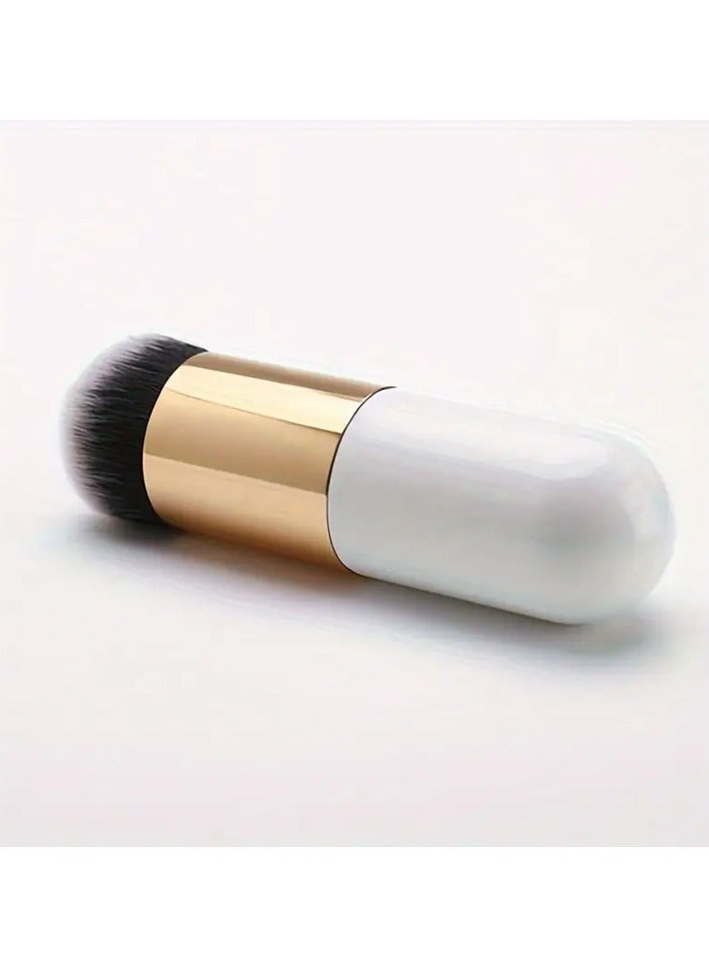 Foundation Makeup Brush for Normal Skin, Unscented Polyester Bristle with ABS Plastic Handle, Multiuse Face Palm Brush for Blush & Highlighter (1-Pack, White)