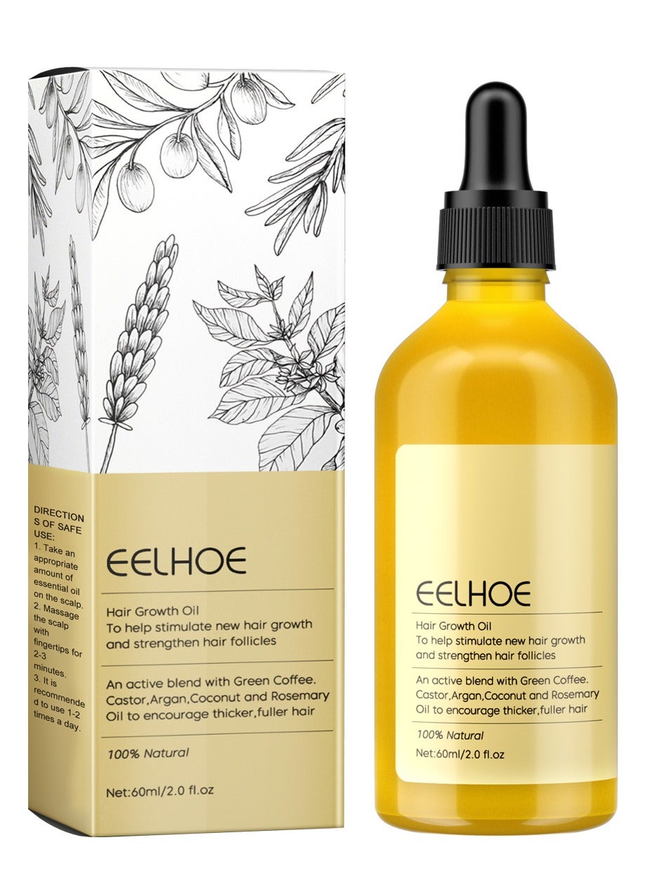 Natural Hair Growth Oil – Boost New Hair Growth & Strengthen Follicles with Caffeine, Biotin, Castor, Argan, and Coconut Oils | Effective Hair Mask for Increased Hair Density
