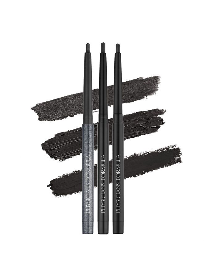 Eye Booster Gel Black Eyeliner Set of 3, Shimmer, Satin, Matte, Water-Resistant, Smudge Resistant, Lasts All Day