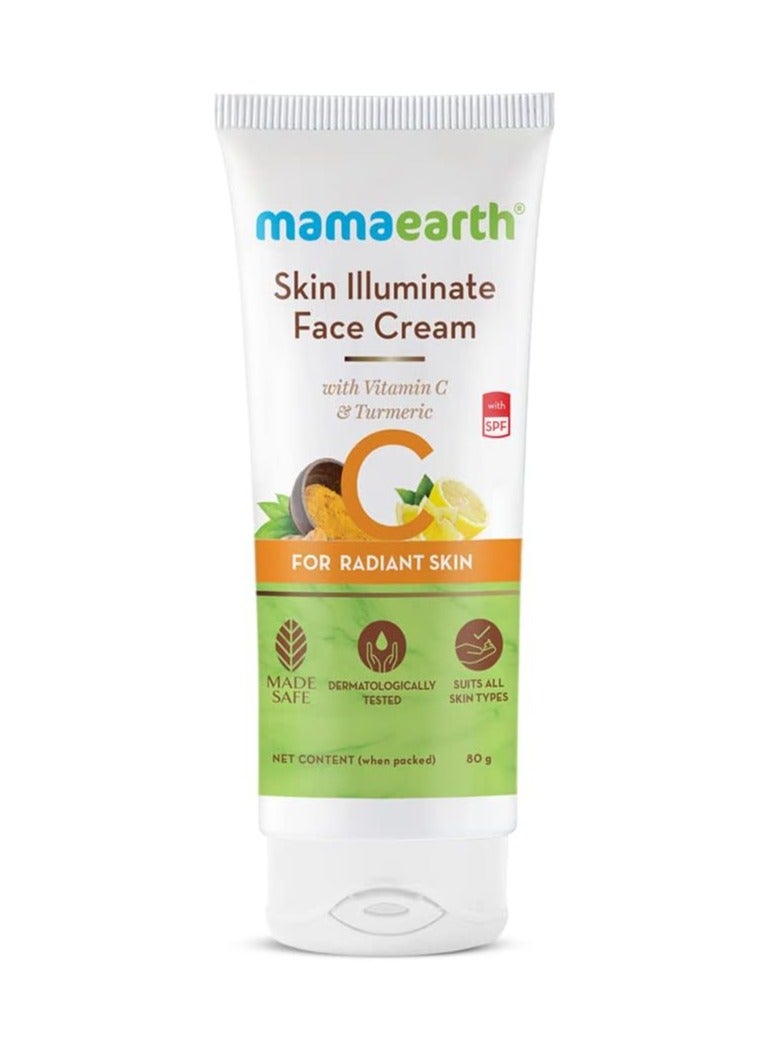 Mamaearth Skin Illuminate Face Cream, for skin brightening, with Vitamin C and Turmeric for Radiant Skin 80 g