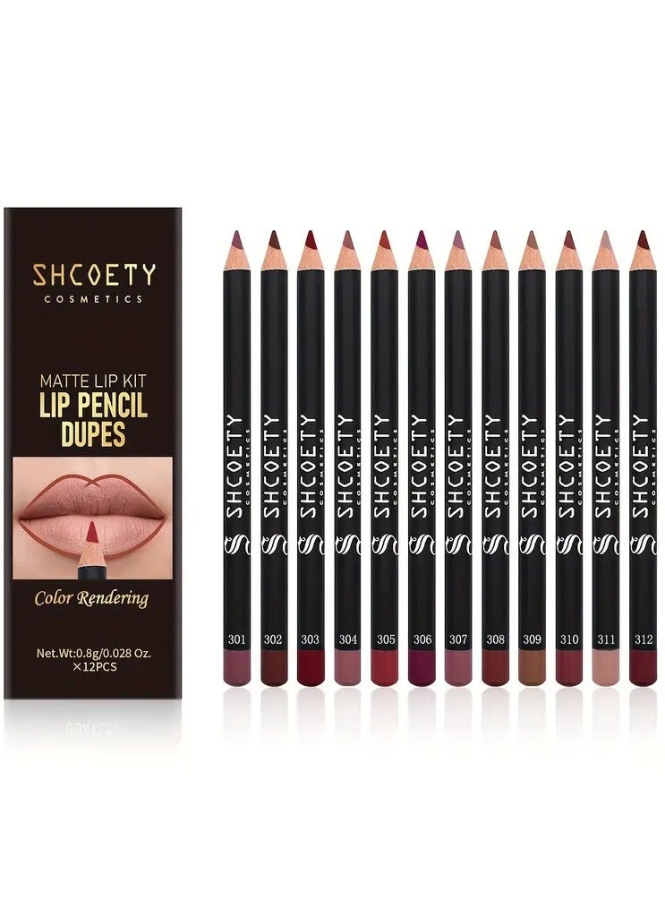 12 Color Matte Lipstick Lip Liner Set Nude Long Lasting Non-Stripping, Ideal Gift For Mother's Day Makeup Set