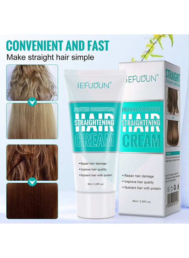 Protein Correcting Hair Straighteing Cream, Silk And Gloss Hair Straightening Cream, Nourishing Fast Smoothing Collagen Hair Straightener Cream, For Thick, Curly, Unruly Hair, Repair Damaged Hair