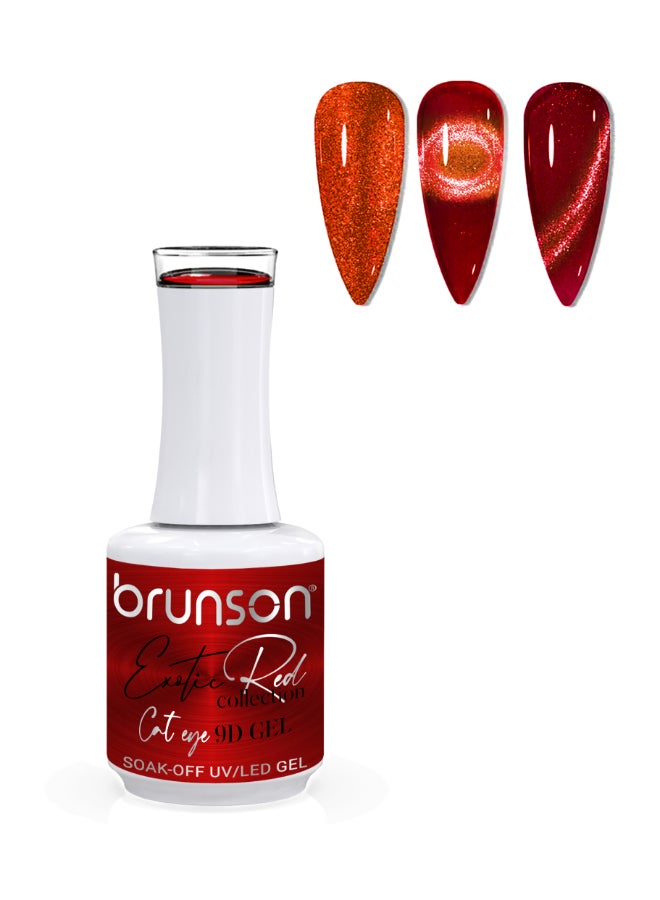 Universal Cat Eye Gel Nail Polish, Exotic Red 9D Magnetic Nail Polish Glitter Shimmer with Magnetic Soak Off  UV/LED Gel Polish Nail Art paint BER9D18