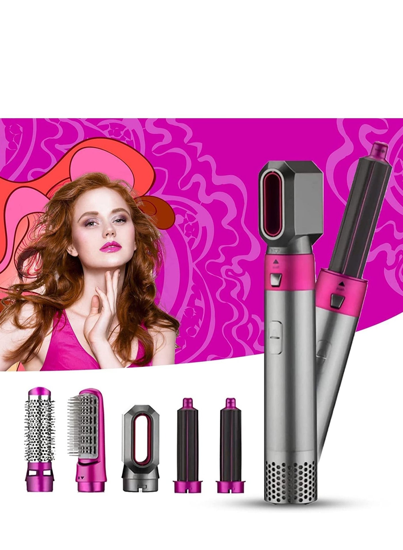 5 in1 Hot Air Brush, One-Step Hair Styling Tools Electric Hair Hot Brush, Muti-Styler for Straightener, Curling Drying
