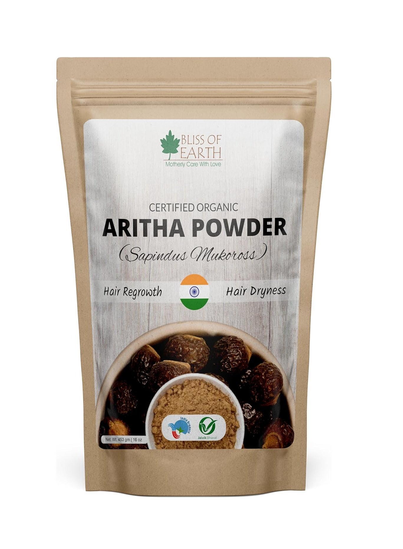 Bliss of Earth 100% Pure Reetha Powder 453GM Aritha Powder |Natural & Chemically Free Hair Cleanser Gorgeous & Silky Hair