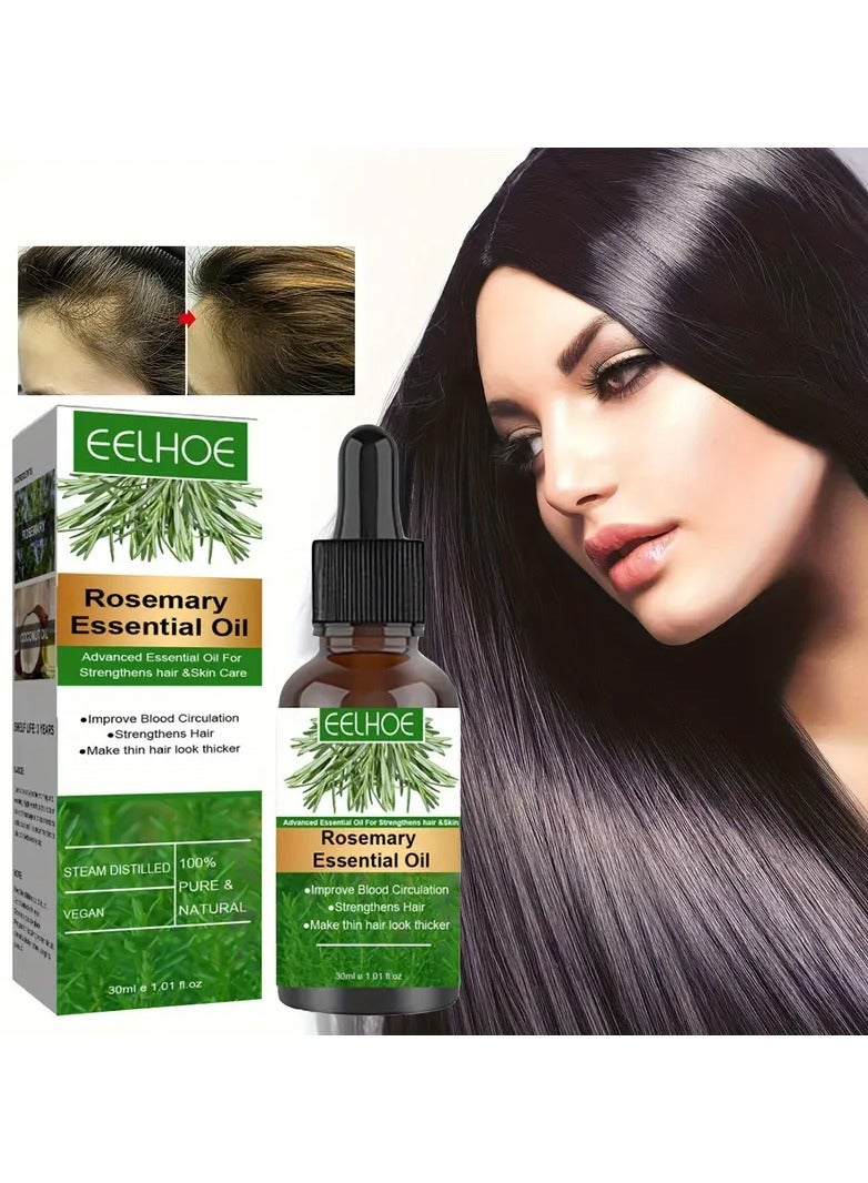 EELHOE ROSEMARY OIL - Rosemary Hair Growth Essential Oil Anti Hair Loss Fast Regrowth Essence Aromatherapy Repair Damaged Frizzy Thinning Scalp Hair-restorer Dense Hair Growth Serum（30ml）