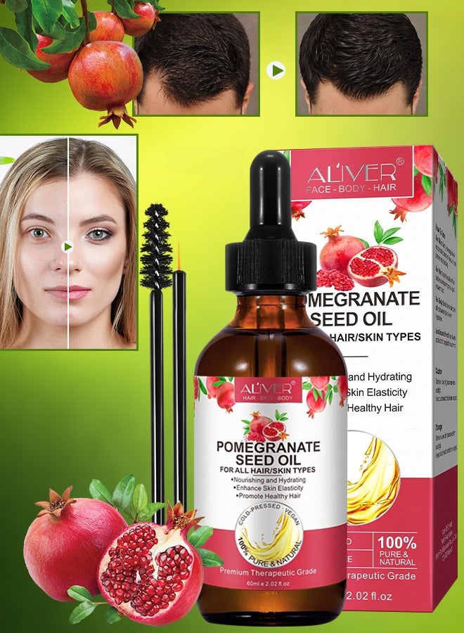 60ml Pomegranate Seed Oil for Skin Face & Hair 100% Pure Natural Organic Cold Pressed Pomegranate Seed Oil Antioxidant Moisturizer Nourishing Hydrating Anti Aging Reduce Fine Lines